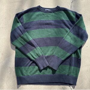 Brandy Melville Green and Black Striped Sweater